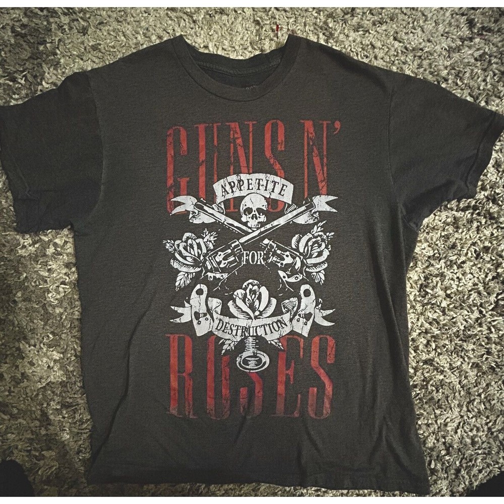 Guns N’ Roses Band Mens Size L Classic graphic Gray T￼ Shirt 100% Cotton New